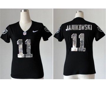 nike women nfl jerseys oakland raiders #11 janikowski black[handwork sequin lettering fashion]