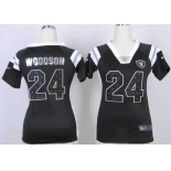 nike women nfl jerseys oakland raiders #24 woodson black[nike][fashion Rhinestone sequins][woodson]