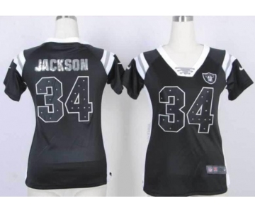 nike women nfl jerseys oakland raiders #34 bo jackson black[fashion Rhinestone sequins]