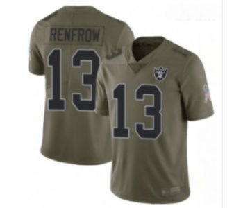 Youth Las Vegas Raiders #13 Hunter Renfrow Olive Stitched Football Limited 2017 Salute to Service Jersey