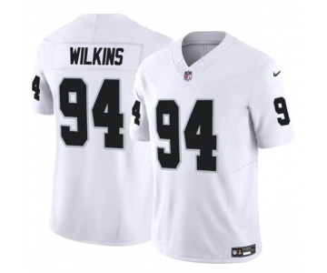 Youth Las Vegas Raiders #94 Christian Wilkins White 2024 F.U.S.E. Vapor Untouchable Football Stitched Jersey