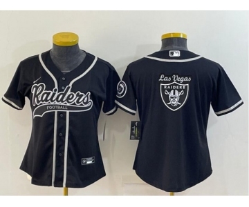 Youth Las Vegas Raiders Black Team Big Logo With Patch Cool Base Stitched Baseball Jersey