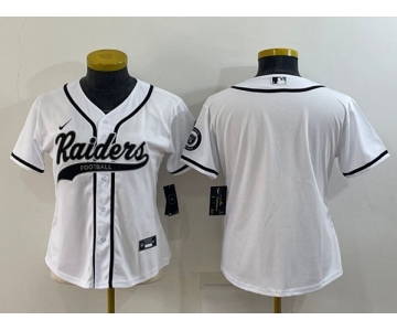 Youth Las Vegas Raiders Blank White With Patch Cool Base Stitched Baseball Jersey