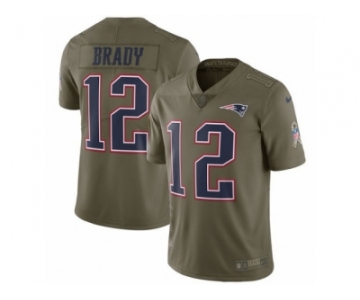 Youth Nike New England Patriots #12 Tom Brady Limited Olive 2017 Salute to Service NFL Jersey