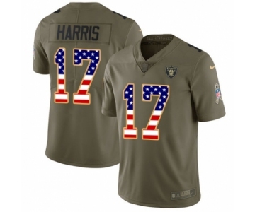 Youth Nike Oakland Raiders #17 Dwayne Harris Limited Olive USA Flag 2017 Salute to Service NFL Jersey