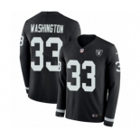 Youth Nike Oakland Raiders #33 DeAndre Washington Limited Black Therma Long Sleeve NFL Jersey