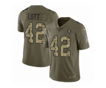 Youth Nike Oakland Raiders #42 Ronnie Lott Limited Olive Camo 2017 Salute to Service NFL Jersey