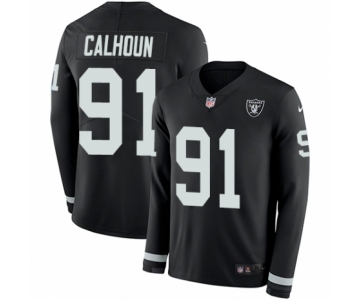 Youth Nike Oakland Raiders #91 Shilique Calhoun Limited Black Therma Long Sleeve NFL Jersey