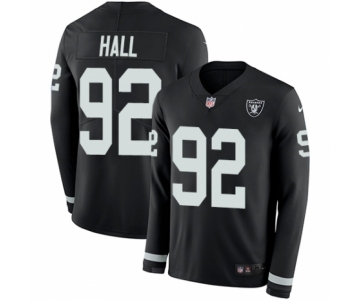 Youth Nike Oakland Raiders #92 P.J. Hall Limited Black Therma Long Sleeve NFL Jersey