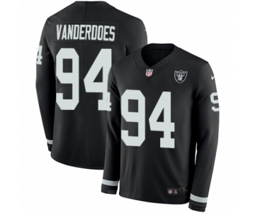 Youth Nike Oakland Raiders #94 Eddie Vanderdoes Limited Black Therma Long Sleeve NFL Jersey