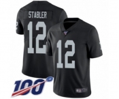 Youth Oakland Raiders #12 Kenny Stabler Black Team Color Vapor Untouchable Limited Player 100th Season Football Jersey