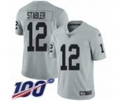 Youth Oakland Raiders #12 Kenny Stabler Limited Silver Inverted Legend 100th Season Football Jersey