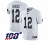 Youth Oakland Raiders #12 Kenny Stabler White Vapor Untouchable Limited Player 100th Season Football Jersey