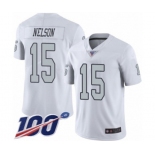 Youth Oakland Raiders #15 J. Nelson Limited White Rush Vapor Untouchable 100th Season Football Jersey