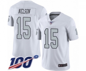 Youth Oakland Raiders #15 J. Nelson Limited White Rush Vapor Untouchable 100th Season Football Jersey