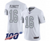 Youth Oakland Raiders #16 Jim Plunkett Limited White Rush Vapor Untouchable 100th Season Football Jersey