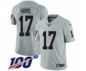 Youth Oakland Raiders #17 Dwayne Harris Limited Silver Inverted Legend 100th Season Football Jersey