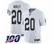 Youth Oakland Raiders #20 Daryl Worley White Vapor Untouchable Limited Player 100th Season Football Jersey