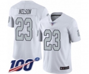 Youth Oakland Raiders #23 Nick Nelson Limited White Rush Vapor Untouchable 100th Season Football Jersey