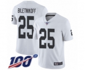 Youth Oakland Raiders #25 Fred Biletnikoff White Vapor Untouchable Limited Player 100th Season Football Jersey