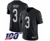 Youth Oakland Raiders #3 Drew Kaser Black Team Color Vapor Untouchable Limited Player 100th Season Football Jersey