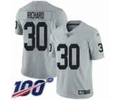 Youth Oakland Raiders #30 Jalen Richard Limited Silver Inverted Legend 100th Season Football Jersey