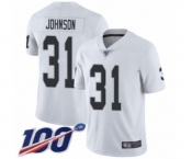 Youth Oakland Raiders #31 Isaiah Johnson White Vapor Untouchable Limited Player 100th Season Football Jersey