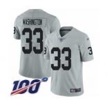 Youth Oakland Raiders #33 DeAndre Washington Limited Silver Inverted Legend 100th Season Football Jersey