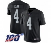 Youth Oakland Raiders #4 Derek Carr Black Team Color Vapor Untouchable Limited Player 100th Season Football Jersey