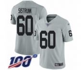 Youth Oakland Raiders #60 Otis Sistrunk Limited Silver Inverted Legend 100th Season Football Jersey