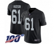 Youth Oakland Raiders #61 Rodney Hudson Black Team Color Vapor Untouchable Limited Player 100th Season Football Jersey