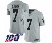 Youth Oakland Raiders #7 Mike Glennon Limited Silver Inverted Legend 100th Season Football Jersey