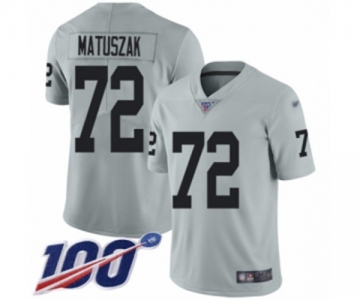 Youth Oakland Raiders #72 John Matuszak Limited Silver Inverted Legend 100th Season Football Jersey