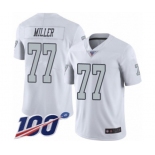 Youth Oakland Raiders #77 Kolton Miller Limited White Rush Vapor Untouchable 100th Season Football Jersey