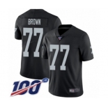 Youth Oakland Raiders #77 Trent Brown Black Team Color Vapor Untouchable Limited Player 100th Season Football Jersey