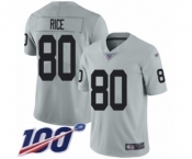 Youth Oakland Raiders #80 Jerry Rice Limited Silver Inverted Legend 100th Season Football Jersey