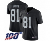 Youth Oakland Raiders #81 Tim Brown Black Team Color Vapor Untouchable Limited Player 100th Season Football Jersey