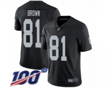 Youth Oakland Raiders #81 Tim Brown Black Team Color Vapor Untouchable Limited Player 100th Season Football Jersey