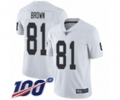 Youth Oakland Raiders #81 Tim Brown White Vapor Untouchable Limited Player 100th Season Football Jersey