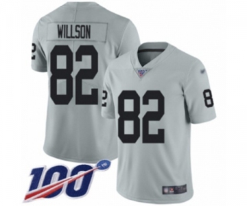 Youth Oakland Raiders #82 Luke Willson Limited Silver Inverted Legend 100th Season Football Jersey