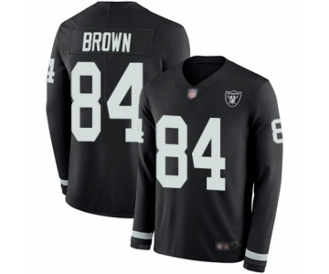 Youth Oakland Raiders #84 Antonio Brown Limited Black Therma Long Sleeve Football Jersey