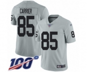 Youth Oakland Raiders #85 Derek Carrier Limited Silver Inverted Legend 100th Season Football Jersey