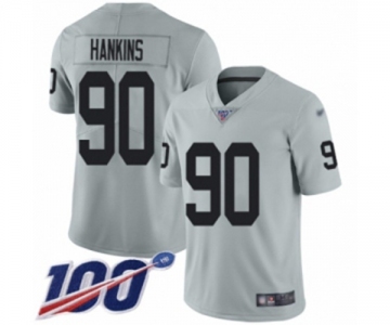 Youth Oakland Raiders #90 Johnathan Hankins Limited Silver Inverted Legend 100th Season Football Jersey