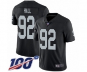 Youth Oakland Raiders #92 P.J. Hall Black Team Color Vapor Untouchable Limited Player 100th Season Football Jersey