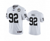 Youth Oakland Raiders #92 P.J. Hall White 60th Anniversary Vapor Untouchable Limited Player 100th Season Football Jersey