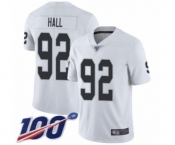 Youth Oakland Raiders #92 P.J. Hall White Vapor Untouchable Limited Player 100th Season Football Jersey