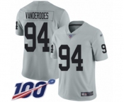 Youth Oakland Raiders #94 Eddie Vanderdoes Limited Silver Inverted Legend 100th Season Football Jersey