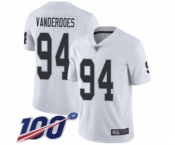 Youth Oakland Raiders #94 Eddie Vanderdoes White Vapor Untouchable Limited Player 100th Season Football Jersey