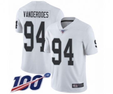 Youth Oakland Raiders #94 Eddie Vanderdoes White Vapor Untouchable Limited Player 100th Season Football Jersey