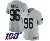 Youth Oakland Raiders #96 Clelin Ferrell Limited Silver Inverted Legend 100th Season Football Jersey